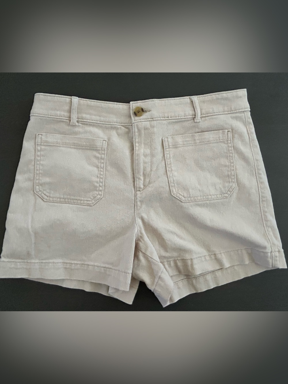 LOFT Cream Denim High-Rise Jean Shorts
